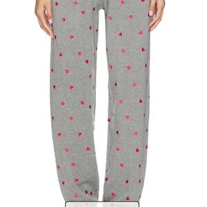 Beach Riot (Revolve) NASH gray Lounge Pants with Pink Heart Print